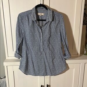 LOFT Blue and White Button Down Shirt